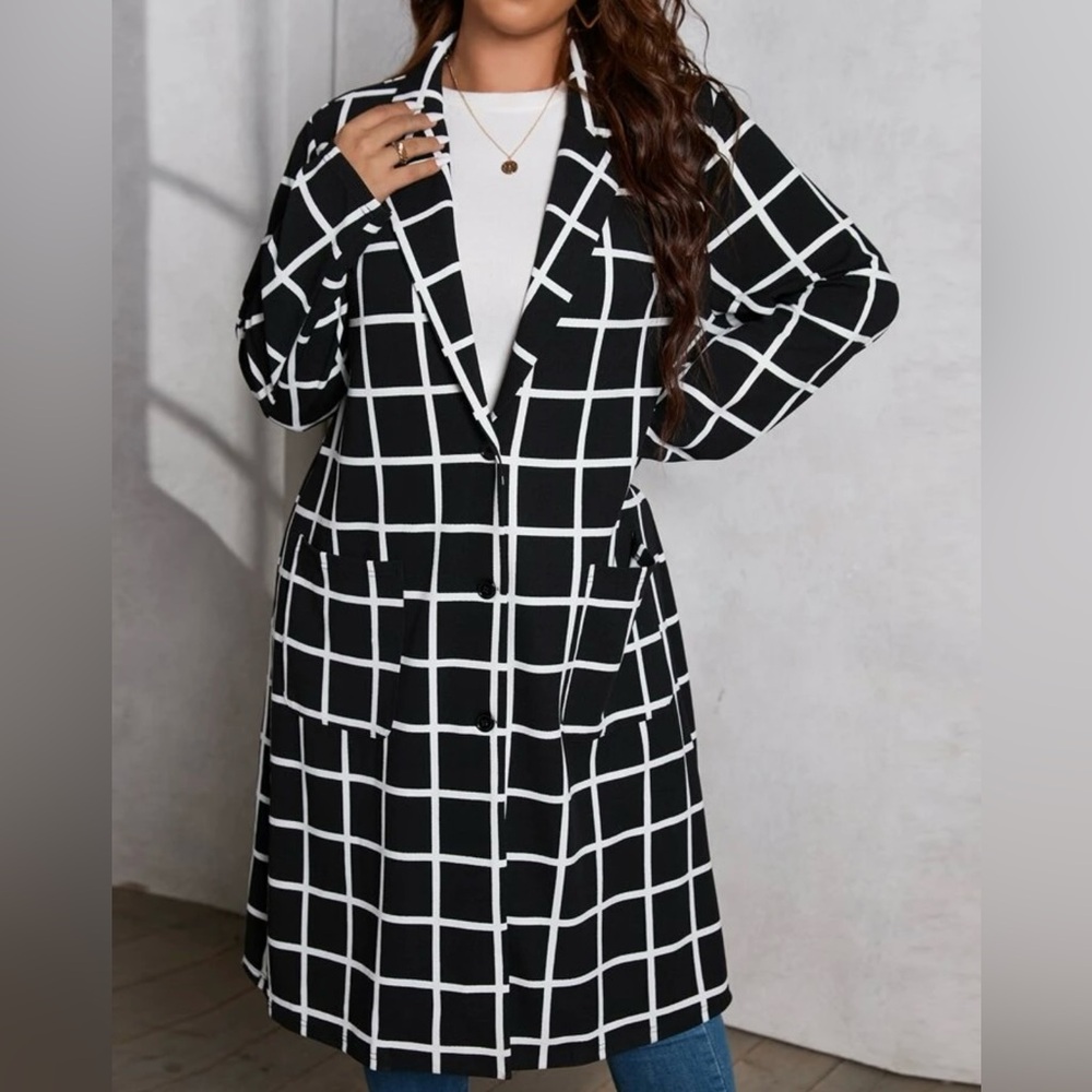 ✨NEW✨0xl Windowpane Print Jacket